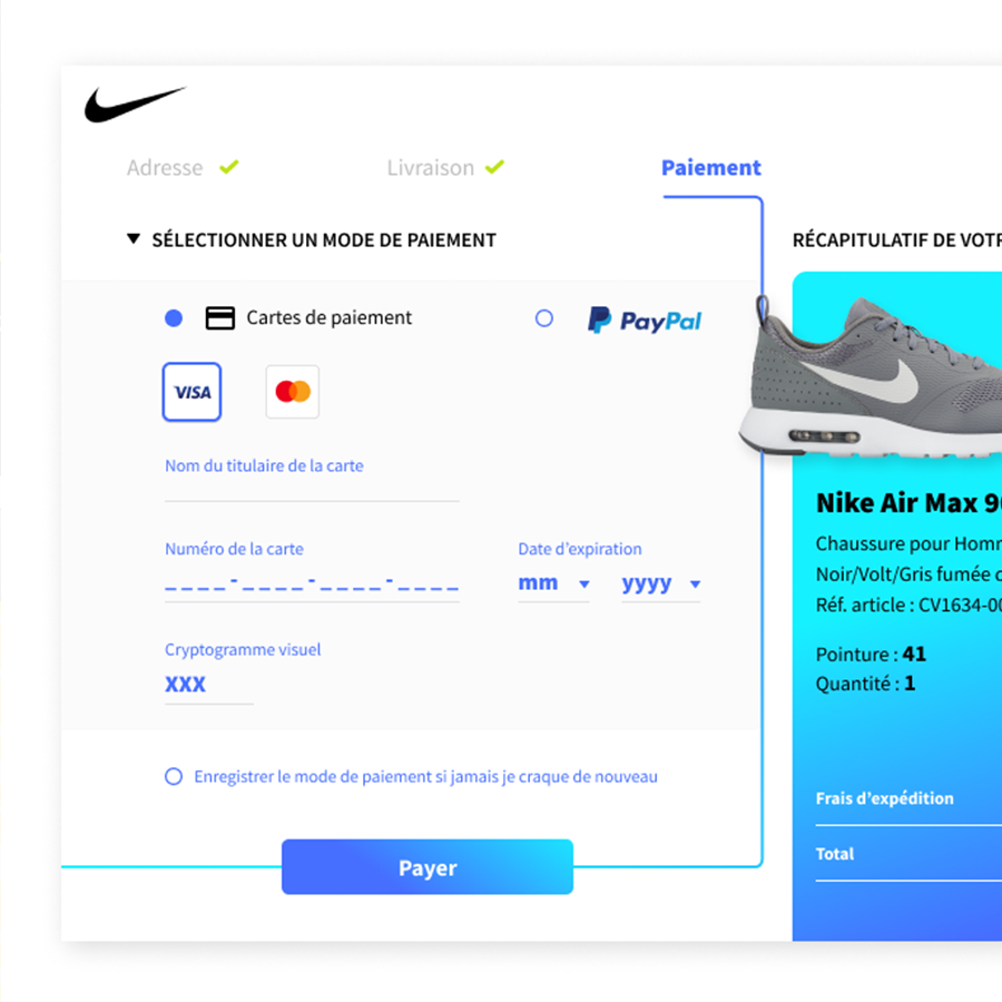 page paiement Nike