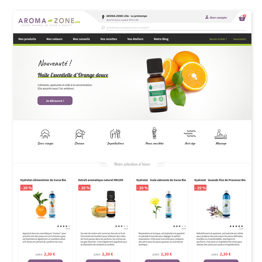 Homepage refonte Aroma-zone